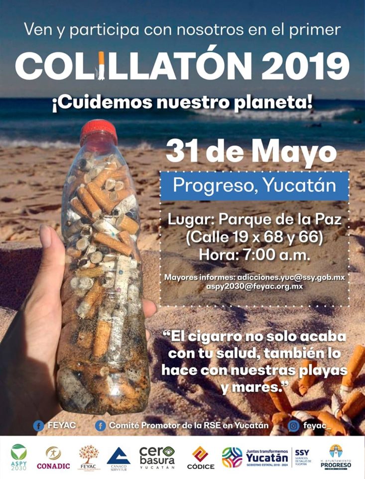 Realizarán este viernes el primer “Colillatón 2019” en Progreso