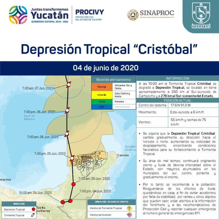 YUCATAN: CRISTOBAL SE DEGRADA A DEPRESIÓN TROPICAL