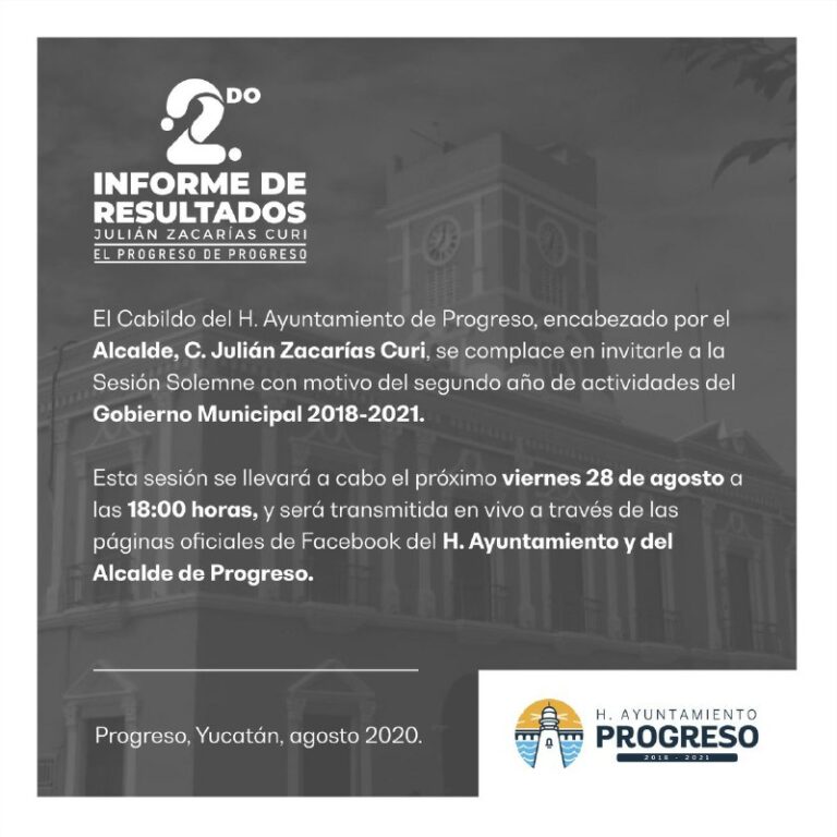 PROGRESO: Este viernes el alcalde Julián Zacarías Curi rendirá su segundo informe de gobierno municipal
