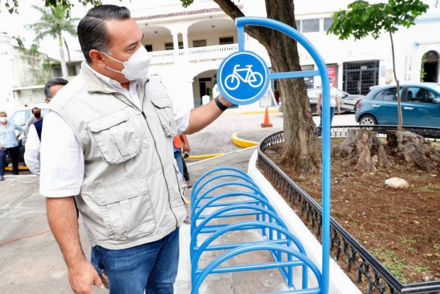 MÉRIDA | El Alcalde Renán Barrera promueve el uso de la bicicleta a través del plan de movilidad segura en las vialidades del Centro de la ciudad