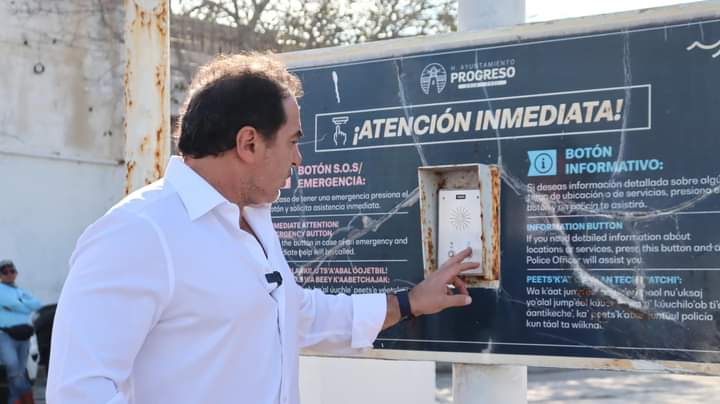 PROGRESO | Zacarías Curi supervisa trabajos de mantenimiento general a botones Interactivos de Emergencia en distintas zonas del municipio