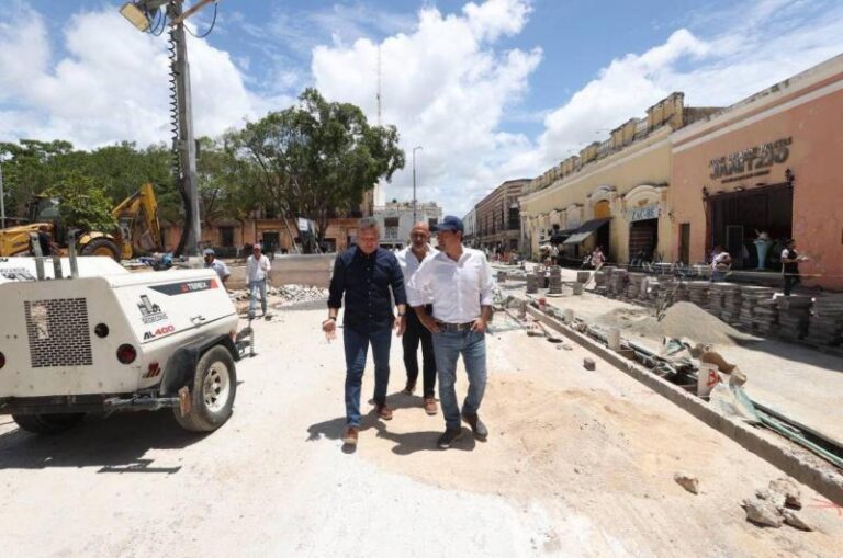 GOBIERNO | Avanzan los trabajos de remodelación de la Plaza Grande de Mérida