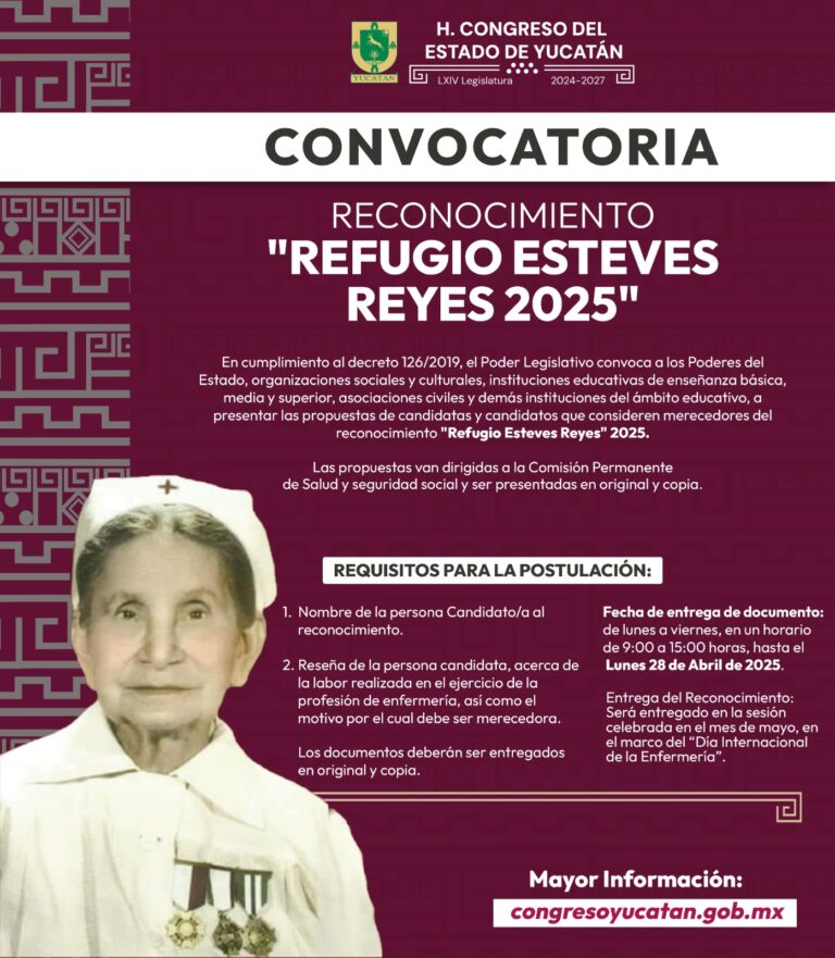 CONGRESO | CONTINUA EL PROCESO ABIERTO PARA LA RECEPCIÓN DE PROPUESTAS DEL RECONOCIMIENTO “REFUGIO ESTEVES REYES DEL H. CONGRESO DEL ESTADO”